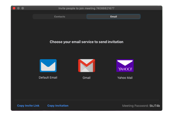 Zoom email invite window